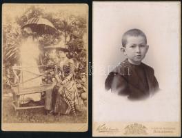 cca 1899 A Dőry testvérek portréja és Puky, 2 db kabinetfotó, 16,5×10,5 cm
