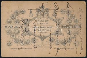 cca 1890 Temesvári előkelő férfi portréja, keményhátú fotó Kossak József műterméből, hátoldalon feli...