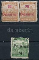 Baranya I. 1919 2 db lemezhibás bélyeg Bodor vizsgálójellel