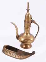 Bronz hamuzó és karaffa, m: 17 cm alatt