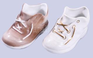 Aquincum 2 darab porcelán cipő, jelzett, h: 11 cm