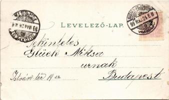 1899 Székesfehérvár, Vörösmarty Mihály szobor. Kiadja Kaufman F. 9. sz. Art Nouveau, floral, litho (...