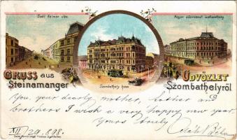 1898 Szombathely, Széll Kálmán utca, Szombathely háza, Magyar Államvasúti Üzletvezetőség. Seiler Henrik utódai, Art Nouveau, floral, litho (EK)