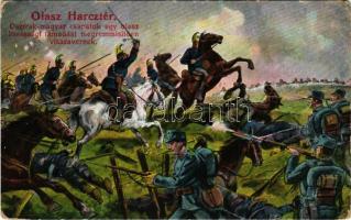 1916 Olasz harctér, osztrák-magyar csapatok egy olasz lovassági támadást megsemmisítően visszavernek / WWI Austro-Hungarian K.u.k. military, Italian attack + "Tábori postahivatal 60" (kopott sarkak / worn corners)