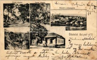 Solymár, utca részlet, patak, látkép, vízesés, Brunner villa (fl)