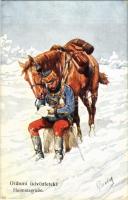 Otthoni üdvözletek! / Heimatsgrüße / WWI Austro-Hungarian K.u.K. military, soldier with letters from home. B.K.W.I. 933-9. s: K. Feiertag (Rb)