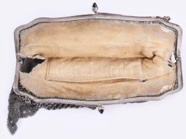Szecessziós ezüst (Ag) színházi táska, jelzett, sérüléssel, nettó 168g