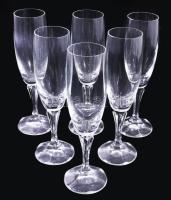 Kristály pezsgős pohár szett, hibátlan, 6 darab, m: 21 cm