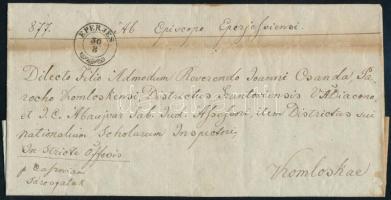 1848 Az eperjesi püspöktől Komlóskára küldött levél