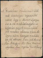 1793 Gombcsináló céh magyar nyelvű levele
