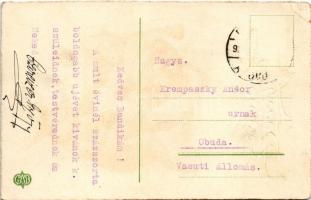 Boldog Újévet! Malacok bokszolnak / New Year greeting art postcard, boxing pigs. Emb. litho (lyuk / ...