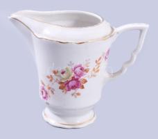 Zsolnay virágmintás manófüles tejkiöntő, jelzett, kis kopással, m: 9,5 cm
