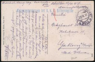 1917 Tábori posta képeslap / Field postcard "Telegraphenbureau der k.u.k. kriegsmarine"