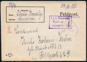 1917 Komplett tábori posta levél bjelovari cenzúrázval "VIRJE" - Fedlpost 629
