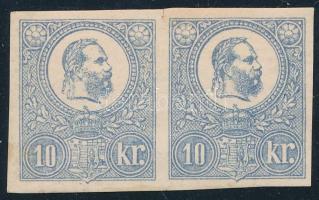 1871 Kőnyomat 10kr enyvezetlen, vágott próbanyomat pár. Certificate: Glatz (elméleti katalógus érték: 666.000)