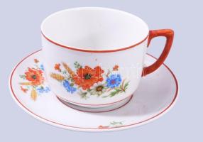 Zsolnay antik 5 darab csésze alátéttel, jelzett, sérüléssel