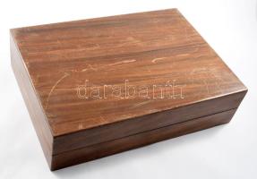 Antik domino készlet, dobozában, 23x31 cm