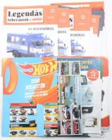 Vegyes autós tétel, közte: Legendás teherautók a múltból, 9 szám,de mind több duplumokkal, összesen 30 db. Valamint gyűjtögetős, autós mappa, tartalommal. Valamint 4 egyéb autós nyomtatvány.