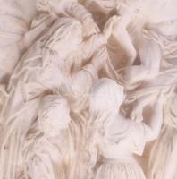 Levétel a keresztről. Faragott tajtékkő jelenet, domború üveggel üvegezett ovális fa keretben. Franc...