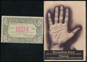 cca 1934 Dörge Frigyes Bank R.T. osztálysorsjáték reklámnyomtatványok, 2 db