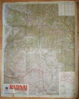 1941 Radnai-havasok térképe, 1:200 000, kiadja: M. Kir. Honvéd Térképészeti Intézet, szakadásokkal, 98×78 cm