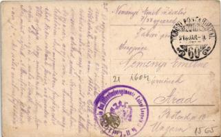 1916 Artilleriekampf / WWI K.u.K. (Austro-Hungarian) military art postcard + "Tábori postahivat...