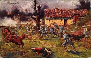 1916 Sturmangriff / WWI Austro-Hungarian K.u.K. military, charge attack, assault s: F. Höllerer + "Tábori postahivatal 60" (EK)