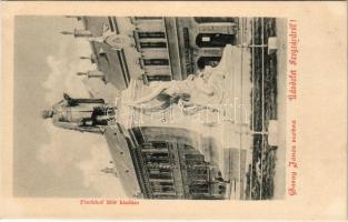 Szekszárd, Garay János szobra, Boday Gusztáv üzlete. Fischhof Mór kiadása