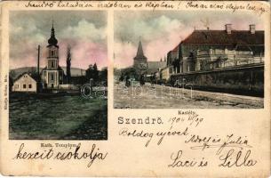 1904 Szendrő (Borsod), Római katolikus templom, református templom, Csáky kastély. Brünn Mór kiadása (EM)