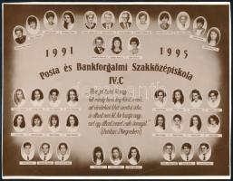 1995 Posta és Bankforgalmi Szakközépiskola IV. C osztálya, tablófotó, 18x23,5 cm