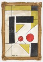 Moholy Nagy (?) jelzéssel: Geometria. Vegyes technika, vászon, kartonon. Vetemedett. Dekoratív, sérült fakeretben. 47x31 cm