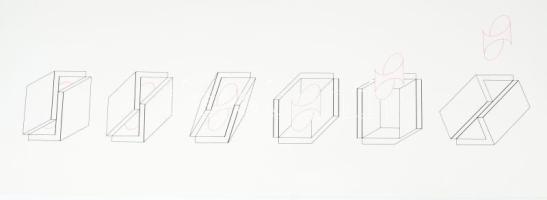 Kovács Attila (1938-2017): Geometrikus kompozíció, 1969. Szitanyomat, papír, jelzett és számozott (26/75) a hátoldalán, lapméret: 29,5x84 cm. Ritka, korai és színes grafika az életműből! / screenprint on paper, signed and numbered (26/75) on the reverse,