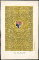 cca 1900 Mátyás király trónkárpitja, színes nyomat, szign. Dörre Tivadar, Bp., Athenaeum-ny., 27,5x18 cm