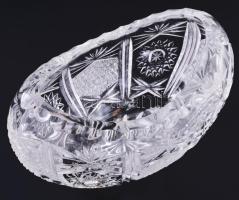 Ólomkristály csónak alakú kínáló asztaldísz, 18x10,5 cm