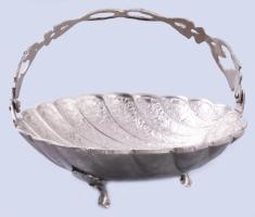 Pávatoll mintás fém kínáló, d: 19 cm