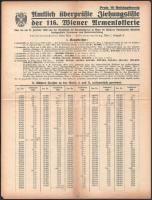 1939 116. Wiener Armenlotterie kétlapos (A-B Serie) sorsjegye pecsételve, a hozzá tartozó nyereményl...