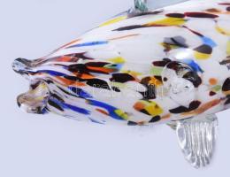 Színezett üveghal, hibátlan, h: 23 cm