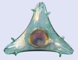 Fémlüszteres üveg asztaldísz és váza, d: 17 cm, m: 26 cm