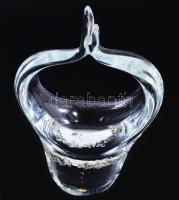 Cseh asztaldísz, belső olvasztott anyag díszítéssel, m: 14 cm