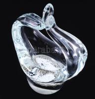 Cseh asztaldísz, belső olvasztott anyag díszítéssel, m: 14 cm