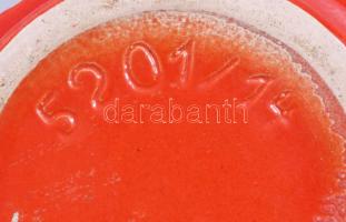 Retro német vérvörös kaspó, kis kopással, d: 15 cm, m: 13 cm