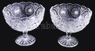 Ólomkristály talpas kínáló pár, hibátlan, d: 17 cm, m: 15 cm