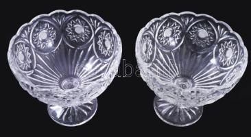 Ólomkristály talpas kínáló pár, hibátlan, d: 17 cm, m: 15 cm