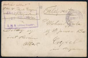 1917 A Cs. és Kir. Haditengerészet SMS Prinz Eugen csatahajójának matróza a hajó gépházában, megírt ...