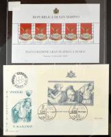 San Marino blokkok, kisívek, díjjegyesek 2 levélberakóban