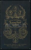 cca 1880-1890 Hölgyportré, vizitkártya Albert Papp (Ploiesti, Munténia, Románia) műterméből, 10,5x6,...