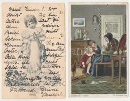 10 db RÉGI művészlap: gyerekek, közte fotók / 10 pre-1945 art postcards: children, with photos