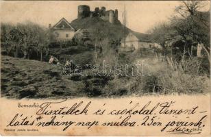 Somoskőújfalu (Salgótarján), Somoskő vára. Friedler Ármin kiadása / Hrad Somoska (ázott / wet damage)