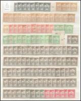 1913 Turul sor álló vízjellel + sok másodpéldány, hozzá 10 érték fekvő vízjellel, 2 db A/4-es berakólap 2 oldalán (a sor és a koronás értékek: 101.300)