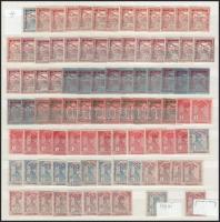 1913-1915 Árvíz I., Hadisegély I-II. bélyegek, köztük teljes sorok, "Aadi" és más lemezhib...